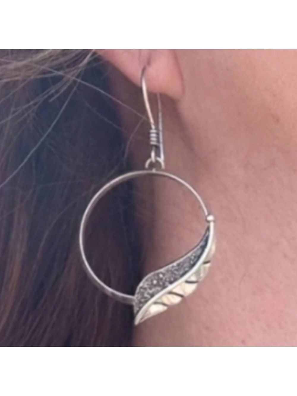Whimsy Berry Silver Leaf Hoop Earrings